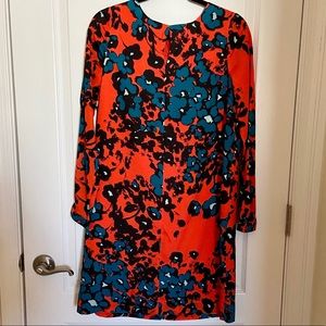 Flower Limited Dress Orange with Blue Flowers